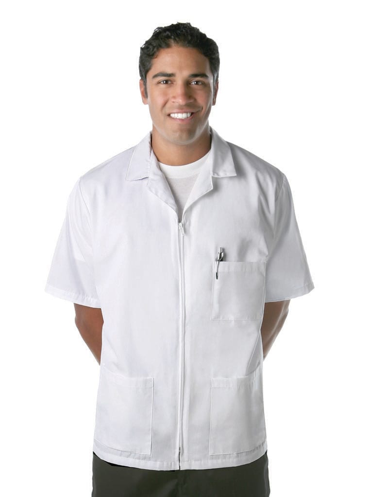 White-Zipper Smock